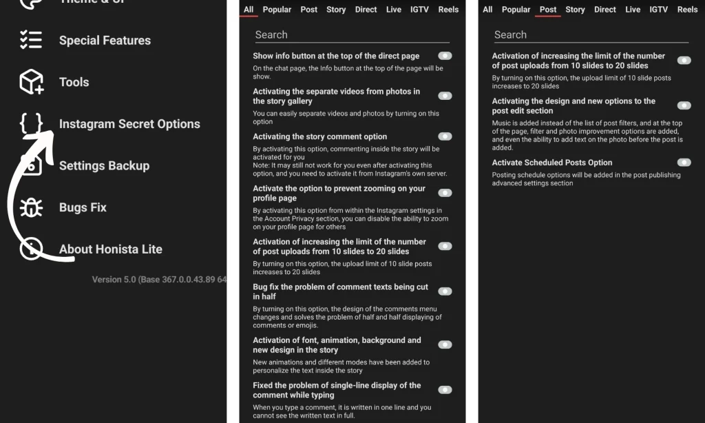 Customizable Toolbar and Hidden Tools